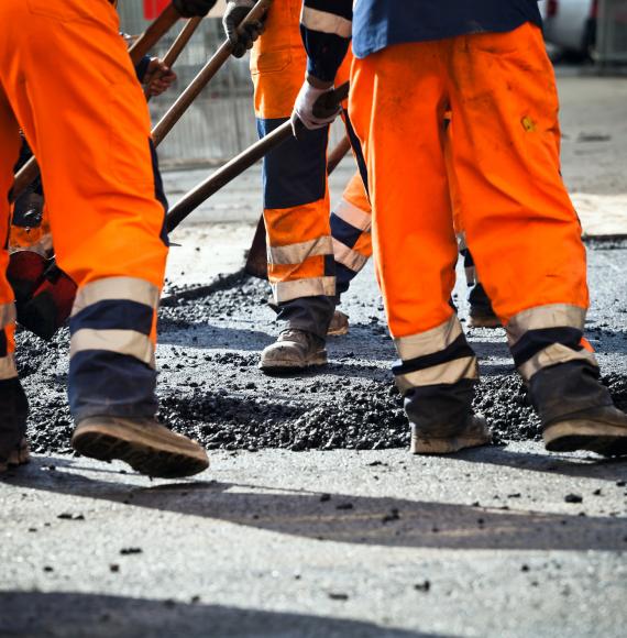 Generic picture of transport workers in high visibility clothing