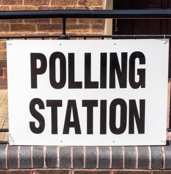 Polling station sign