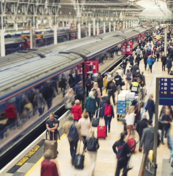 Passengers on a train platform