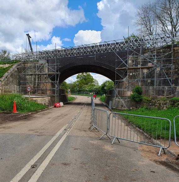 Scaffolding installed at Manton bridge