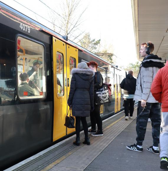 Tyne and Wear Metro at the station