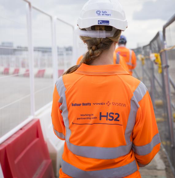 Photograph of a female HS2 worker on site