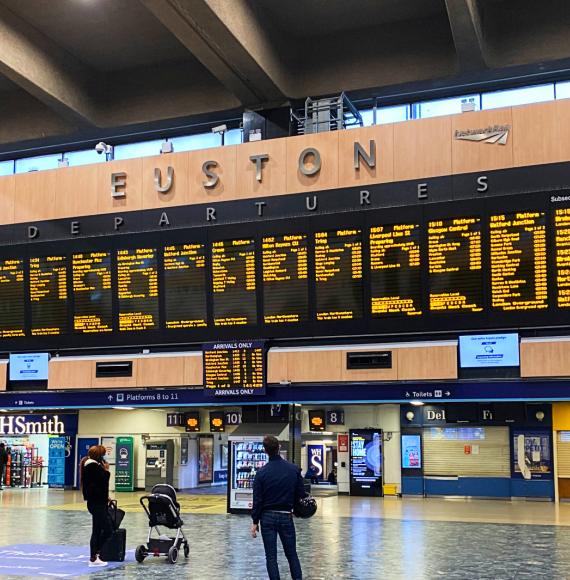 British Sign Language board at London Euston concourse