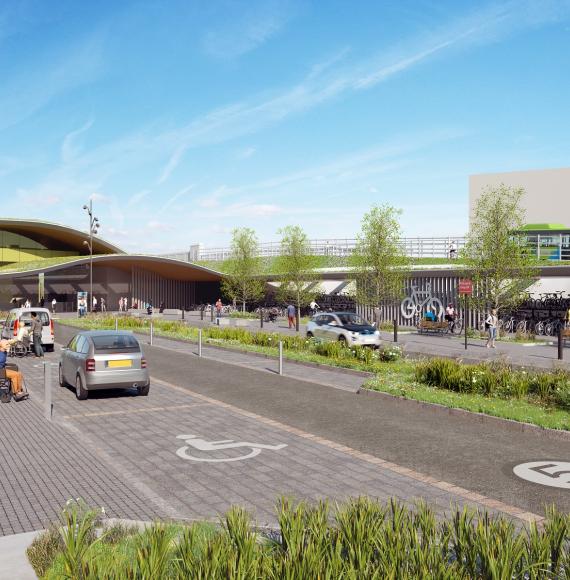 Artist's impression of the proposed Cambridge South station