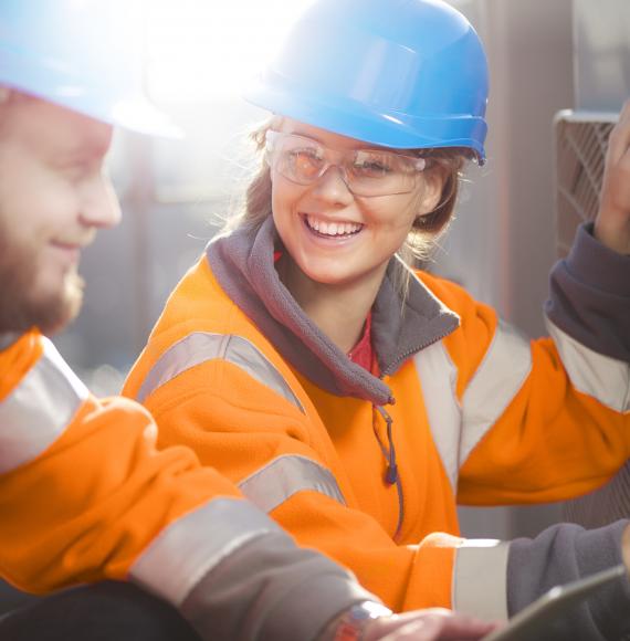 Female engineer working with a male colleague