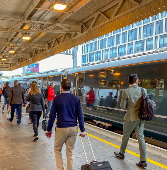 Passengers on a train platform