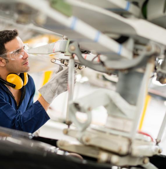 Engineer working in a testing facility