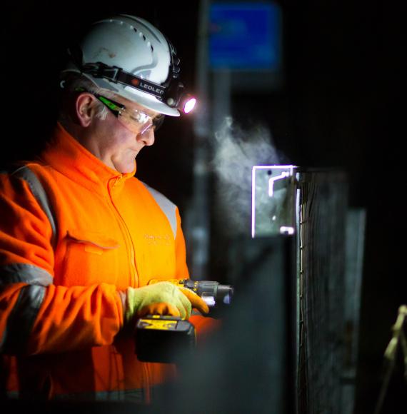 Worker works on South Wales Metro