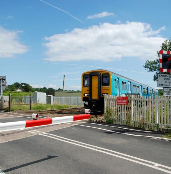 Train at road crossing