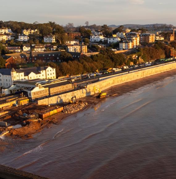 Sea wall at Dawlish station