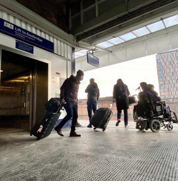 Passengers at Manchester Piccadilly train station