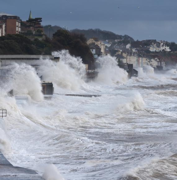 Waves crash into track