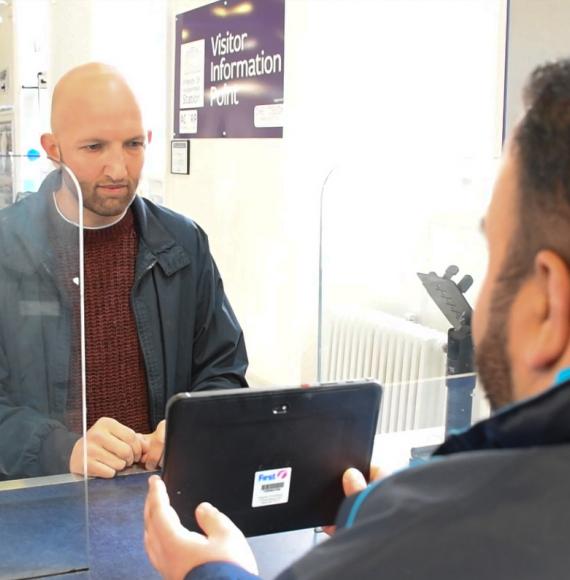 Passenger using the new TransPennine Express sign language service