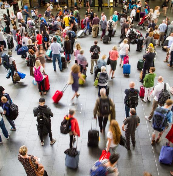 Busy rail station 