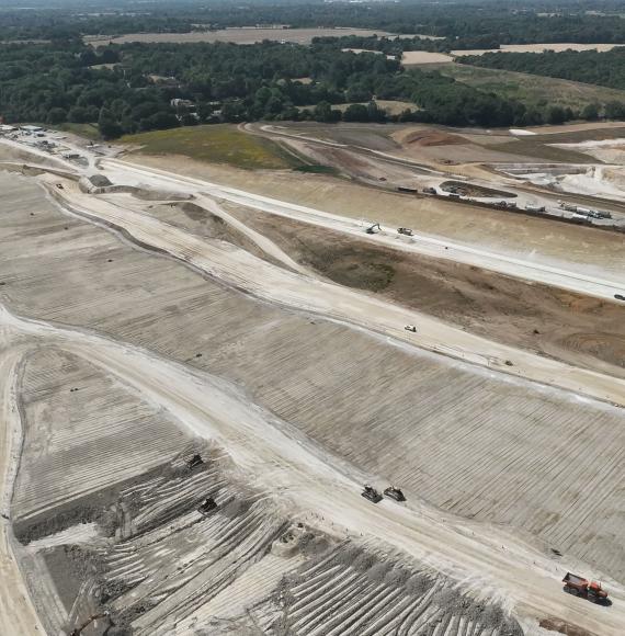 Chalk laid out near the south portal of the Chiltern tunnel - summer 2022, Via HS2 