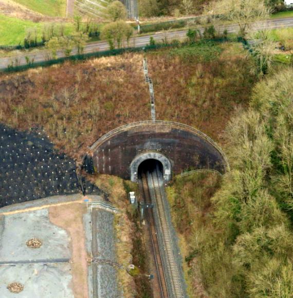 Harbury tunnel aerial view, via Network Rail
