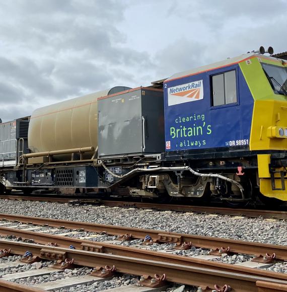 Autumn treatment train in siding at Wigan Springs branch depot, via Network Rail 