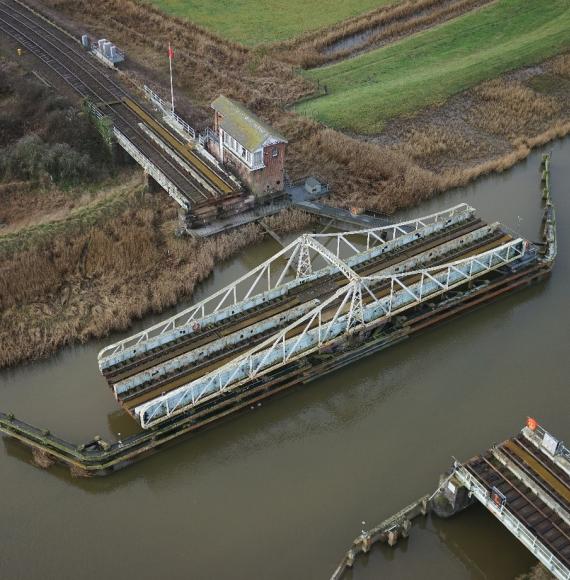 Reedham Swing bridge opening, via Network Rail 