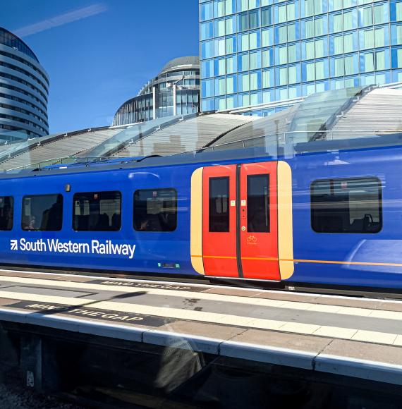 South Western Railway train at Waterloo Station in London, England, via Istock 