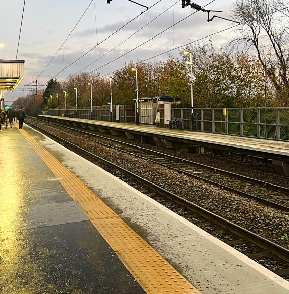 Gatley station Dec 22 ahead of platform extensions in early 2023, via Network Rail 