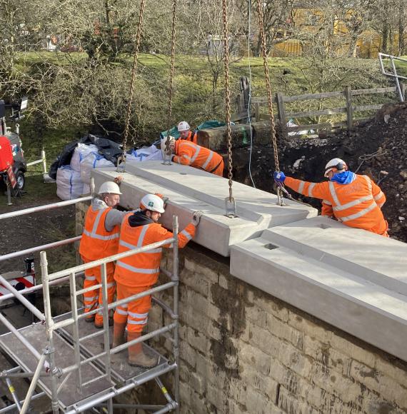 New concrete bridge deck being installed near Commondale station, via Network Rail 
