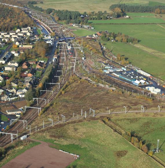 Aerial view of Carstairs, via Network Rail 