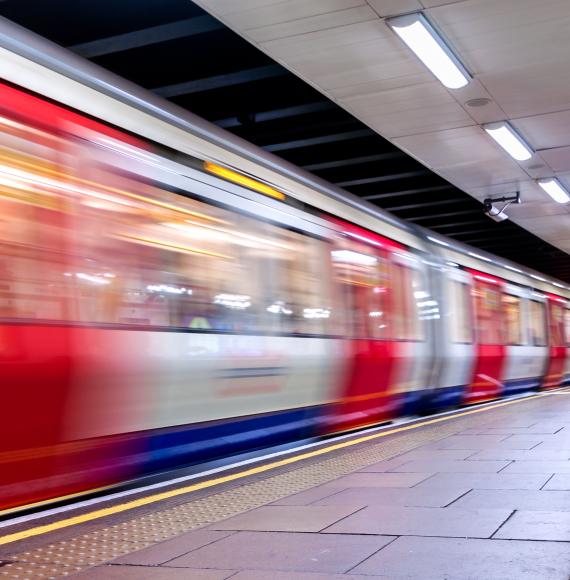 Moving train, motion blurred, London Underground - via Istock 