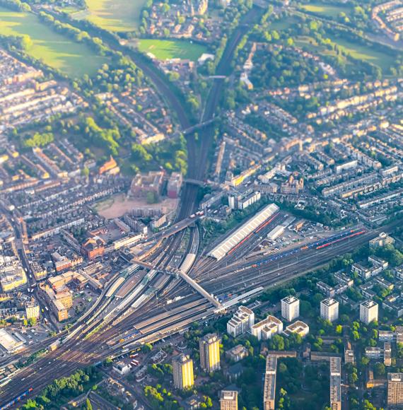 London rail aerial view, via Istock 