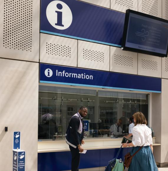 Information desk in London, via Istock 