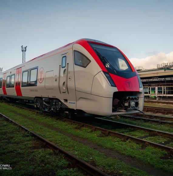 New Stadler Flirt train arriving at Canton Depot. Credit: Transport for Wales