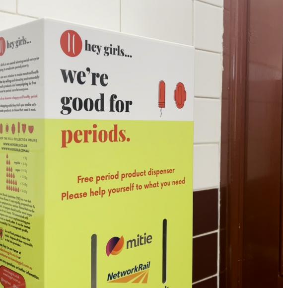 Free sanitary towel and tampon vending machine at Birmingham Moor Street station copy, via Network Rail 