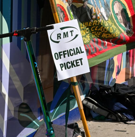 RMT picket line, via Istock 