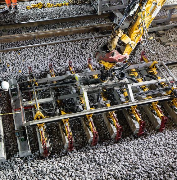 Engineers working on the railway in Huddersfield