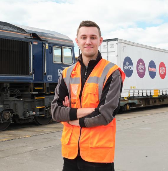 Double-stacked freight-container trialled for the first time in the UK