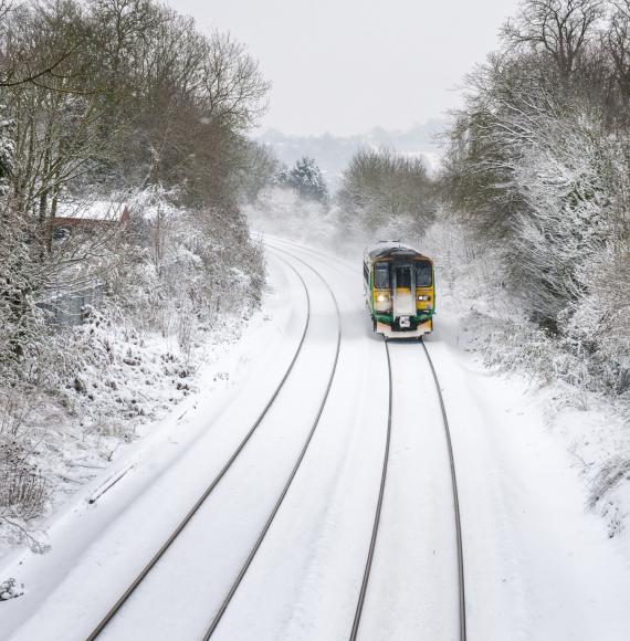 Train in the snow