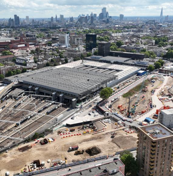 Aerial view of HS2's London Euston Station
