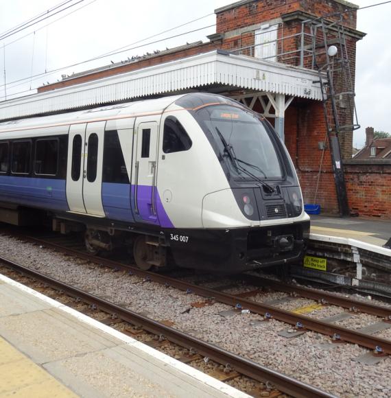 Elizabeth Line train supplied by Alstom on the tracks