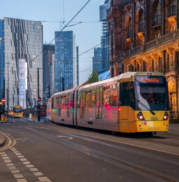 A Tram in Manchester's city centre