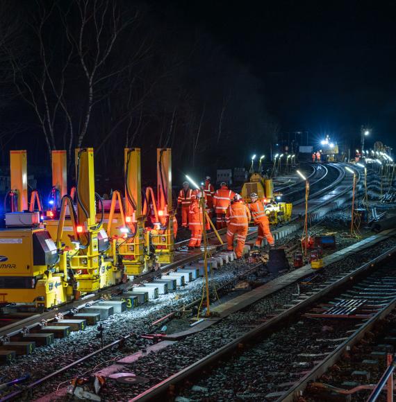 Grindleford Track Works at Night