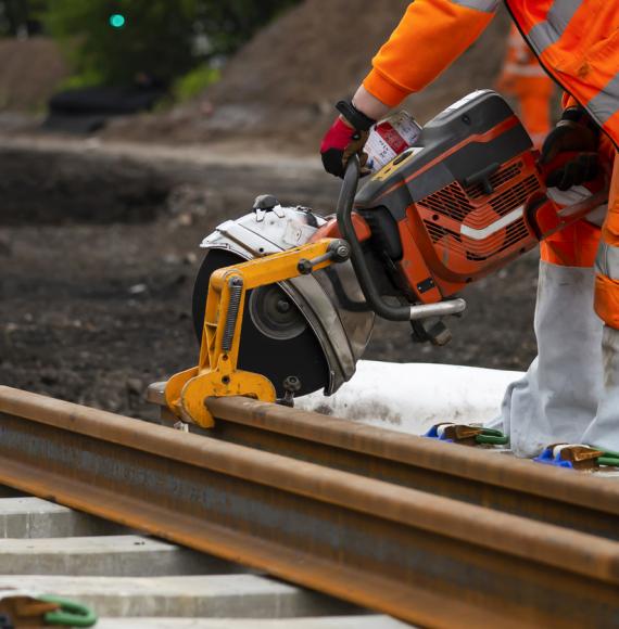 Rail worker on the line