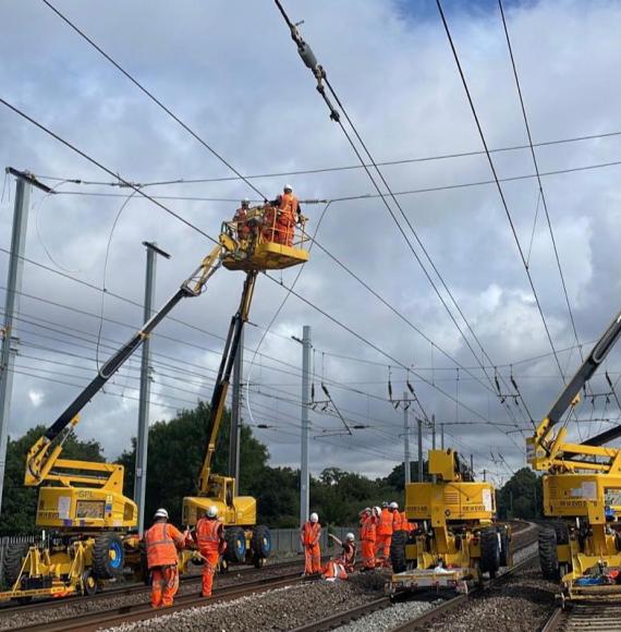 Installing overhead lines on the Midland Main Line