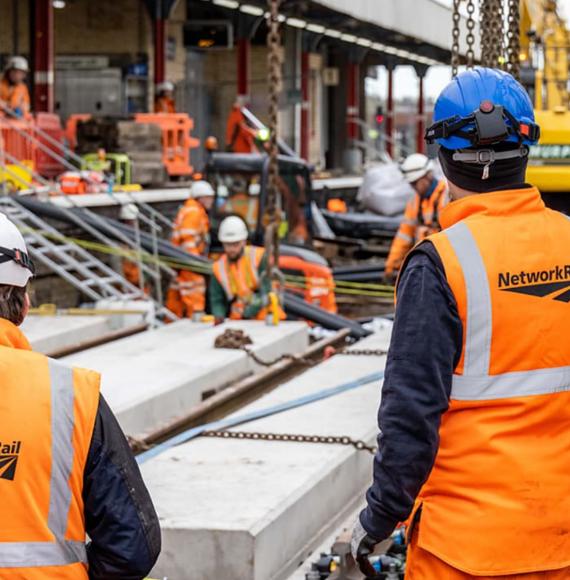 Engineers at Warrington Bank Quay station