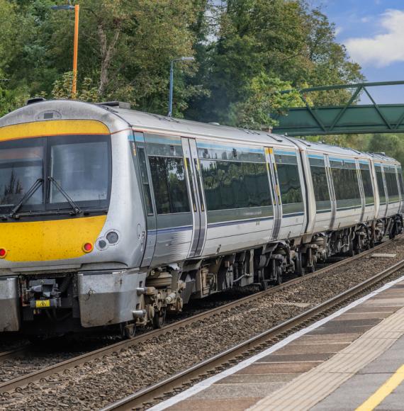 Train in English countryside