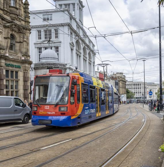 Supertram in Sheffield city centre