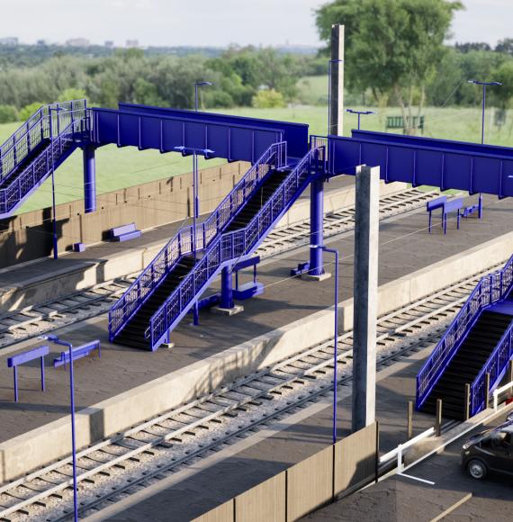 Artist impression of Harlington station footbridge, Network Rail