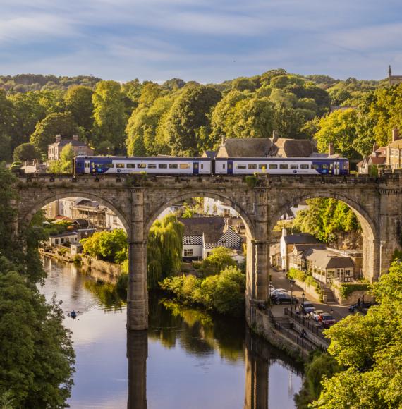 Train on a bridge in Yorkshire