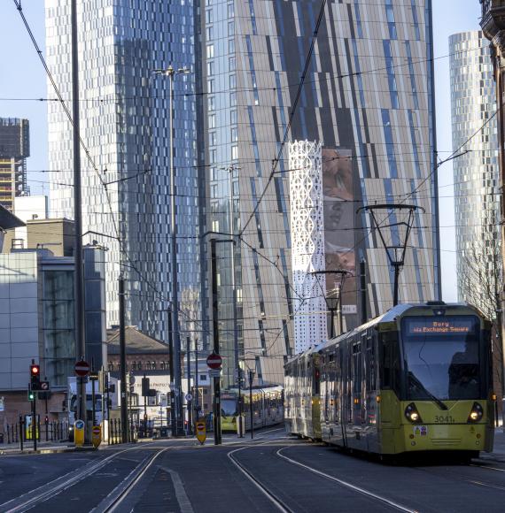 A tram in Manchester