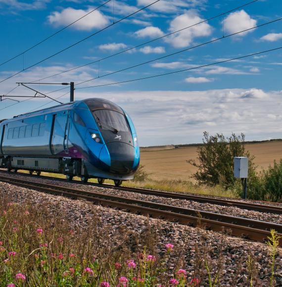 A Transpennine Express train travelling at speed