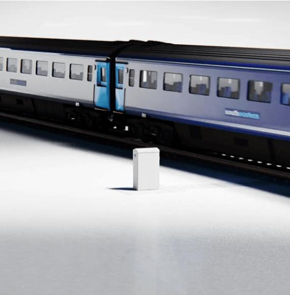 Image of signalling cabinet and train