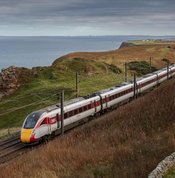 LNER Azuma under electric wires